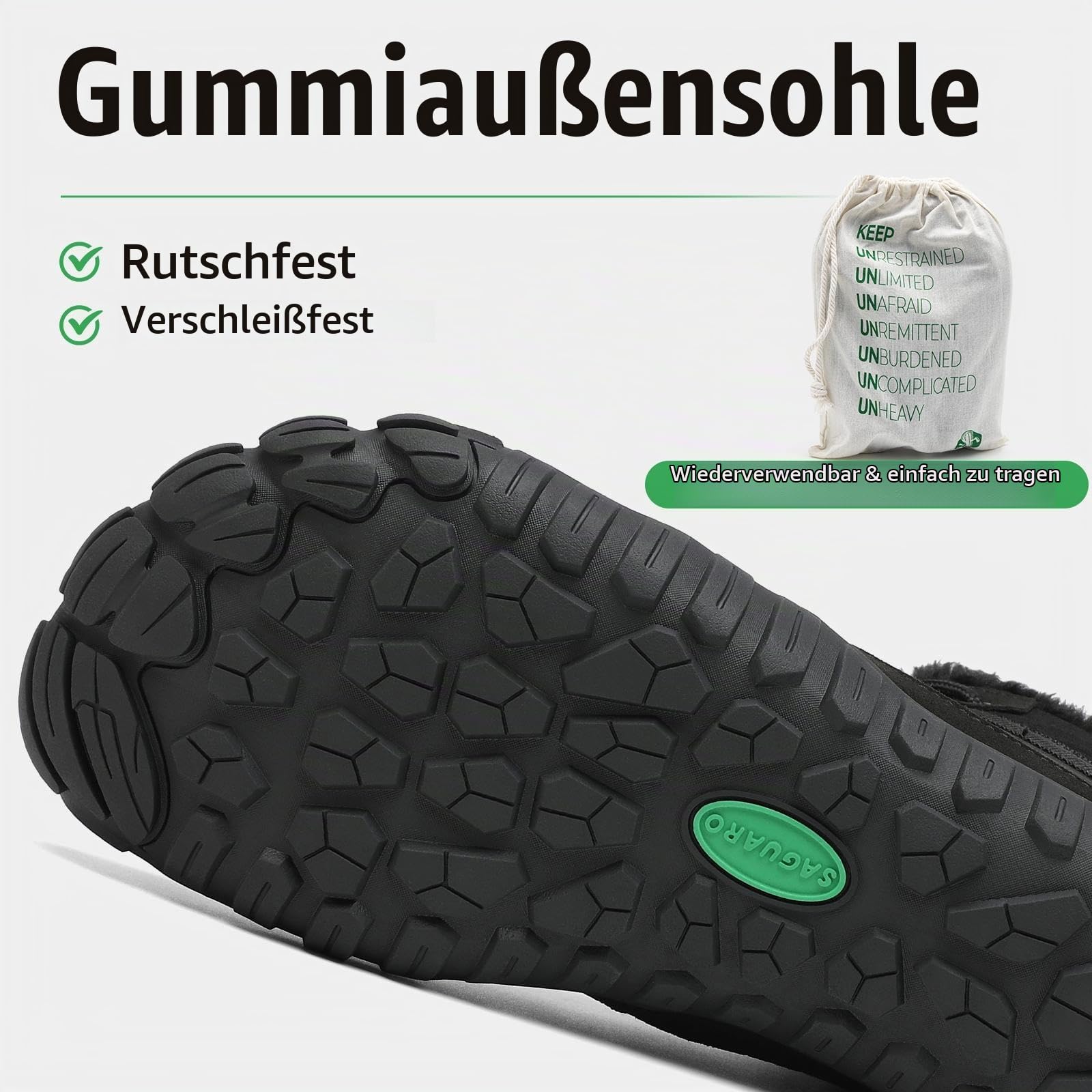 SAGUARO Winter Barfußschuhe Unisex - Warm Gefüttert, Breite Zehenbox, Zero-Drop-Sohle für Winterspaziergänge & Leichte Wanderungen, Gr.36-48