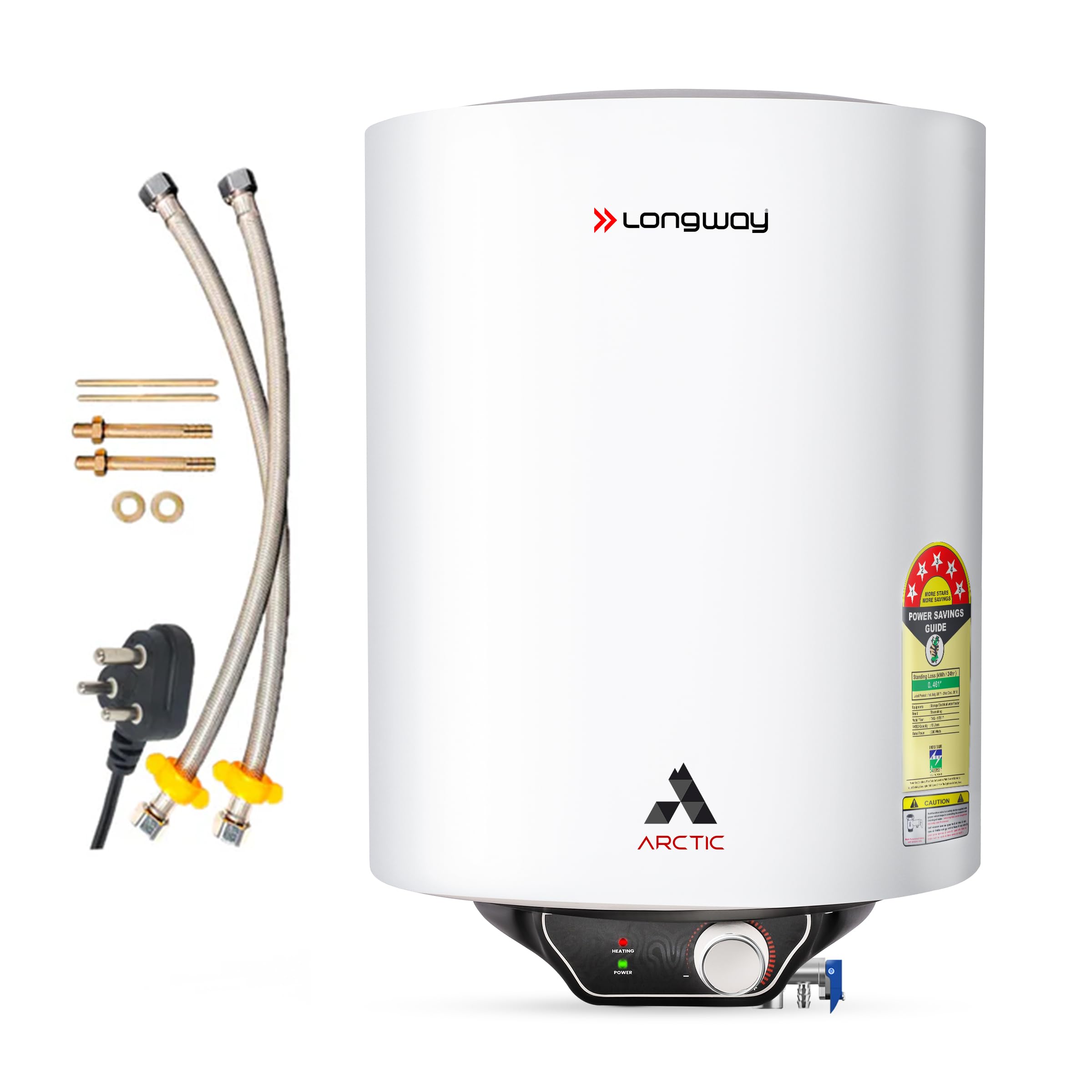 Longway Arctic 15 Ltr 5 Star Rated Storage Water Heater for Home with Advanced Multi-Layered Safety System | Glassline Coated Tank | Suitable for Hard Water & High-Rise Building (White)-image-38