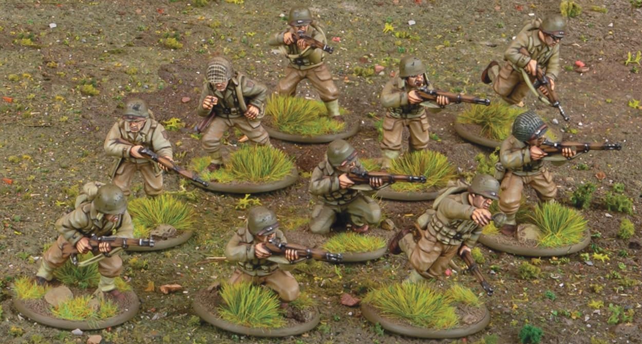 Warlord Games US Infantry GI's - Miniaturas de plástico a escala de 28 mm para acción de pernos, miniaturas altamente detalladas de la Segunda Guerra Mundial para juegos de guerra de mesa