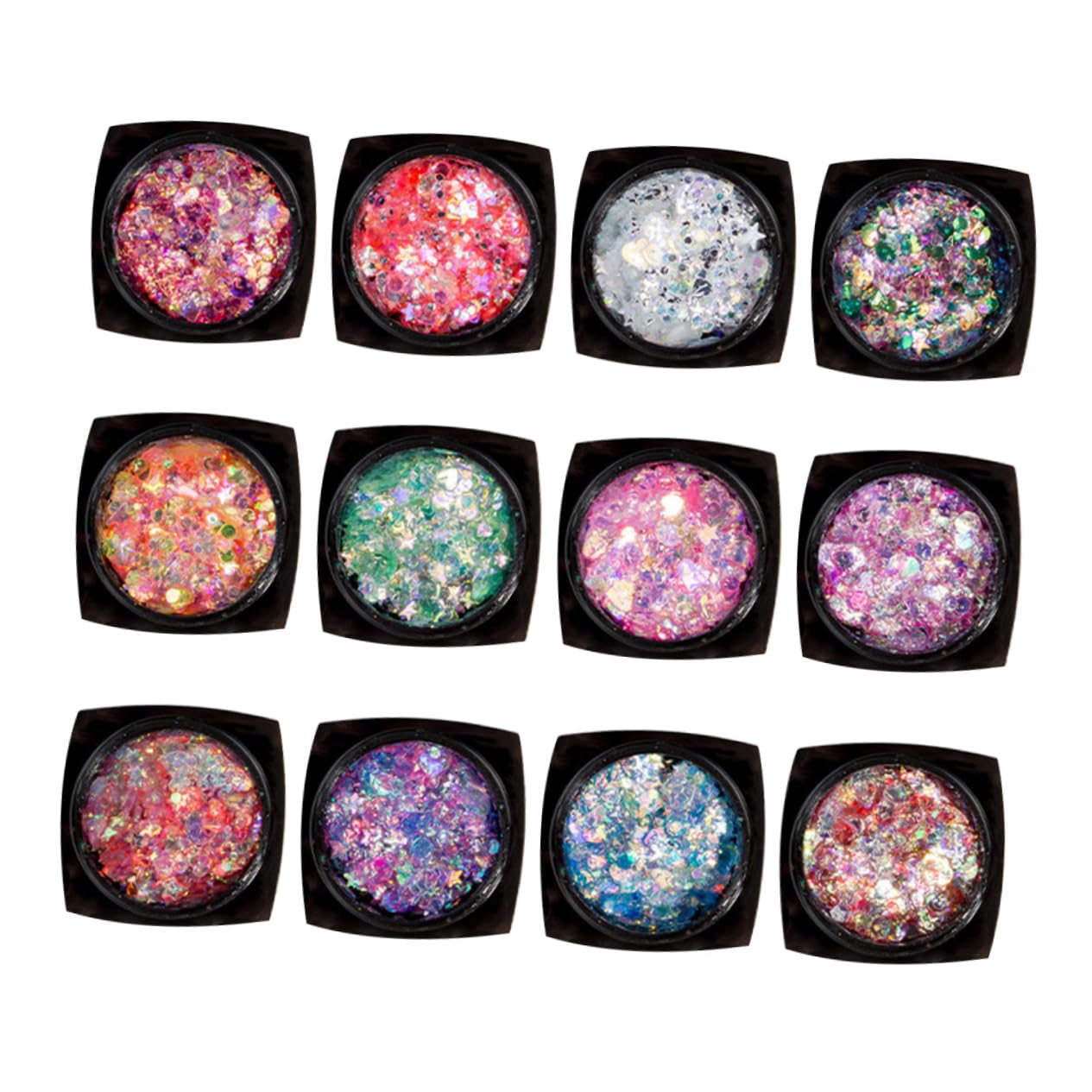 Set Da 2 Pezzi Per Il Trucco Con Paillettes 12 Colori Gel Per Il Corpo Con Paillettes Glitter Per Il Trucco Degli Occhi Unghie Lucentezza Duratura