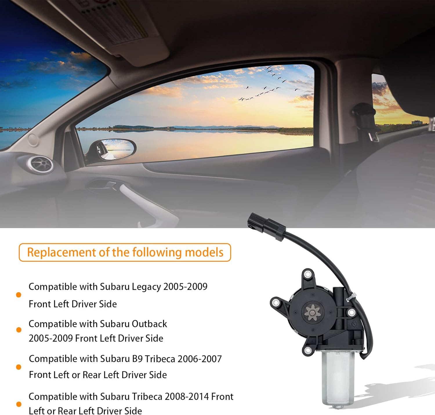 2 pins Power Window Motor Compatible with Subaru Legacy/Outback 2005-2009 Front Left Driver Side,B9 Tribeca 2006-2007/Tribeca 2008-2014 Front Left or Rear Left