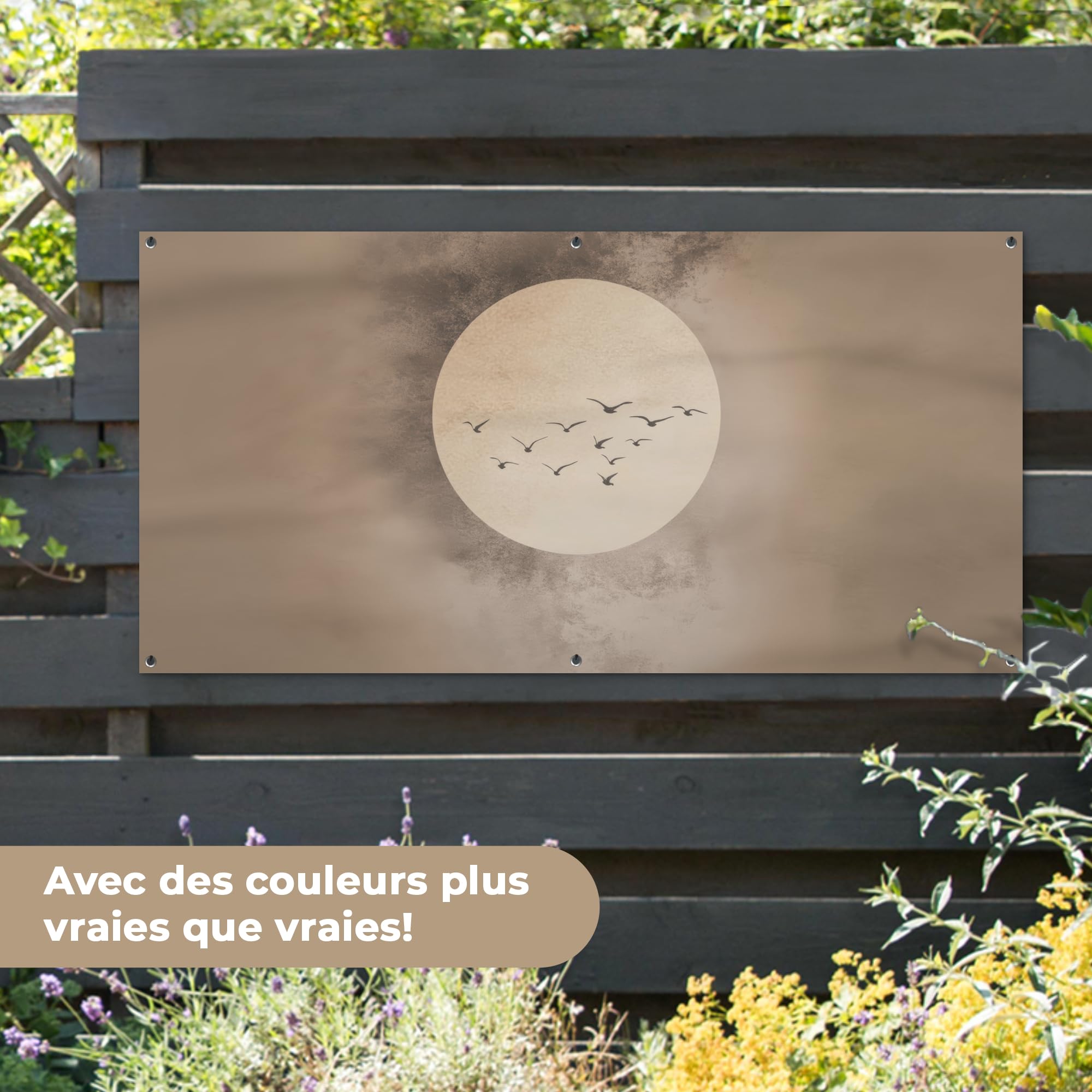 MuchoWow© Poster De Jardin Decoracion Balcón Wall Decoration Adornos Pared | 160x80 cm - Terraza Exterior Decoración Patio Posters Decorativos Pájaro - Beige - Japandi