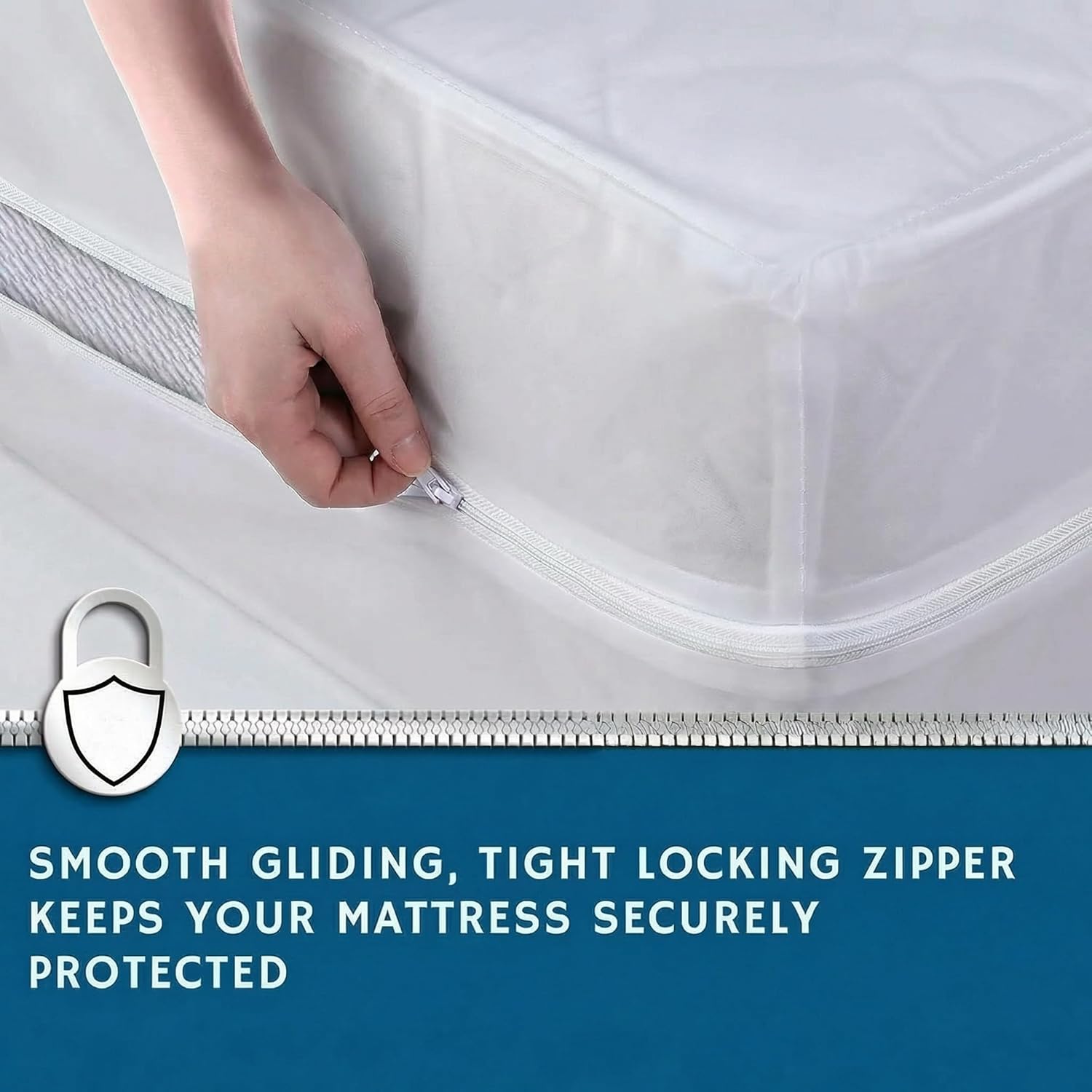 Guardmax Heavy Duty Vinyl King Zippered Mattress Encasement - Waterproof & Breathable Mattress Protector - Comfortable, Soft, and Noiseless Zippered Bedding - Dust Mite Proof (78 x 80 x9)