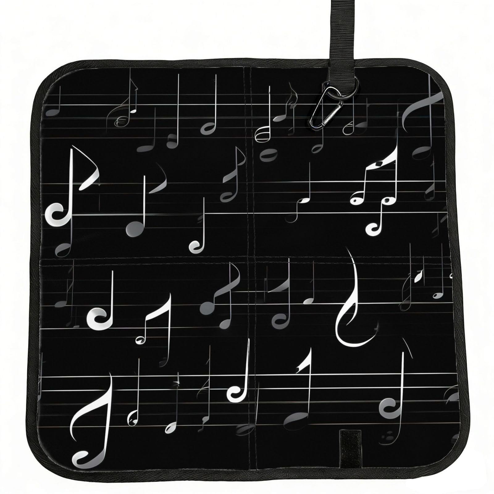 AYYQWE Black Music Notes Print Foldable Seat Cushion Portable Chair Pad Office Commuting Picnic Camping Outdoor
