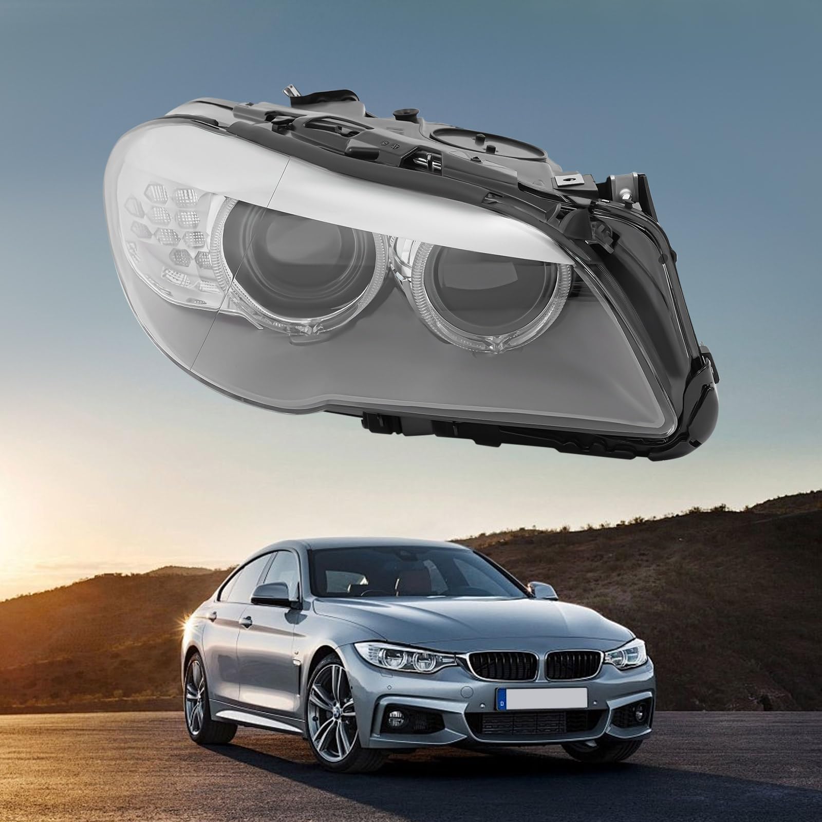 Faros delanteros de xenón derecho para BMW Serie 5 F10 F11 2009-2013, con LED DRL, sin AFS, OE 63117271912, repuesto directo, negro cromo transparente, 12 V HID principal