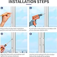 Vista 5 de Cerraduras de marco para ventana, paquete de 8 pestillos de repuesto para ventana, espacio entre agujeros de tornillo blanco, 0.8 pulgadas, se