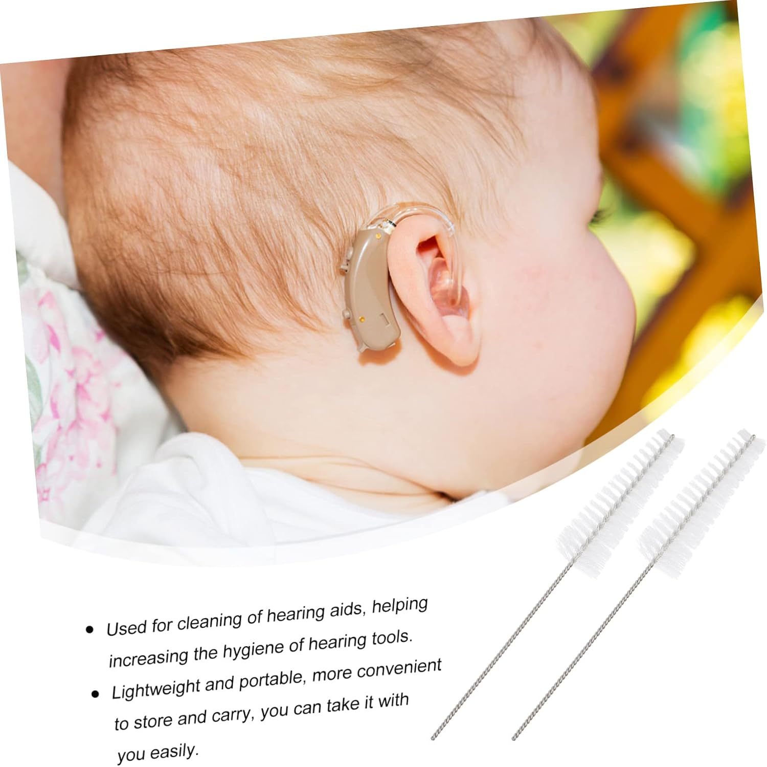 COLLBATH 5pcs Cleaning Brush Cleaning Rods for Earwax Removal Lightweight and Portable Tool for Hearing Device Maintenance