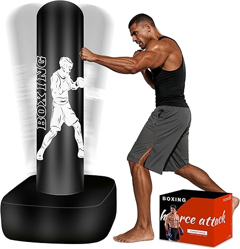 Punching Bag for Adults, 70" Boxing Bag with Stand, Freestanding Heavy Bag with Boxing Gloves, Reflex Ball Set, Kickboxing Bag Training Equipment