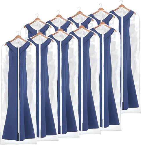 Miniatura 9 de Bolsa transparente de 70 pulgadas para ropa y refuerzo de 10 pulgadas con bolsillo para accesorios con cremallera para boda, vestido largo, abrigo