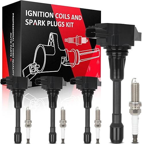 Miniatura 14 de Paquete de bobinas de bobina de encendido SCITOO compatible con Nissan Versa 1.8L 2007-2012 para Versa 1.6L 2009-2012 para FX50 5.0L 2009-2013 UF549