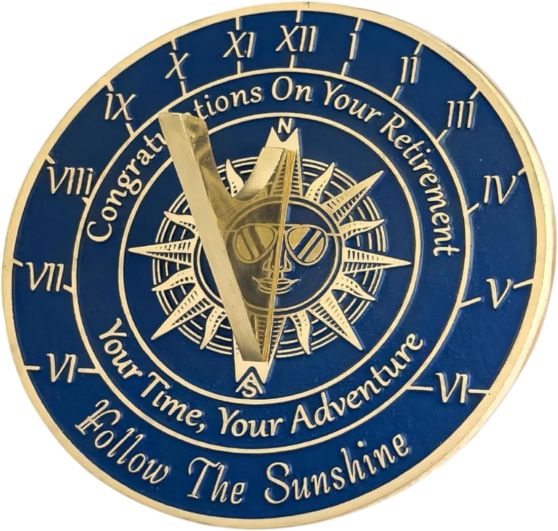 Garden Sundial Retirement Gift Colleagues, Women, Men & Colleagues - Round Sundial Keepsake Gift for Office - Follow The Sunshine