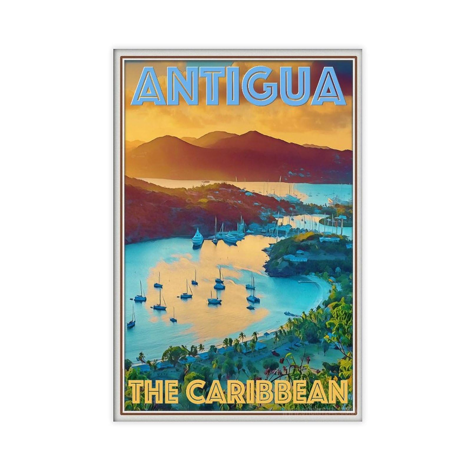 NEOHI Retro styl vintage plakat podróżny Karaiby Antigua wakacje płótno sztuka ścienna plakaty i wydruki pokój estetyczna sypialnia biuro dekoracja 24 x 36 cali (60 x 90 cm)