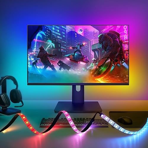 Monitor Backlight for PC, 5.5ft LED Strip Sync to 27 Inch Screen, Gaming Lights for Monitors with Color Matching, Lighting for Games/Movies/Music