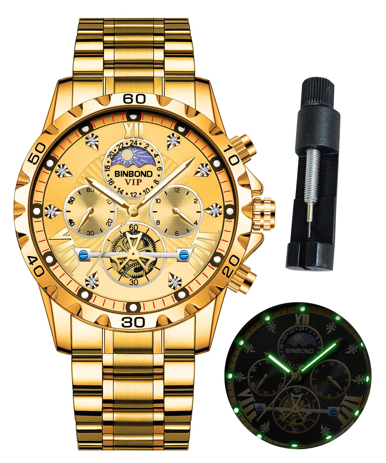 BINBOND Men's Multifunction Chronograph Watch in its packaging.