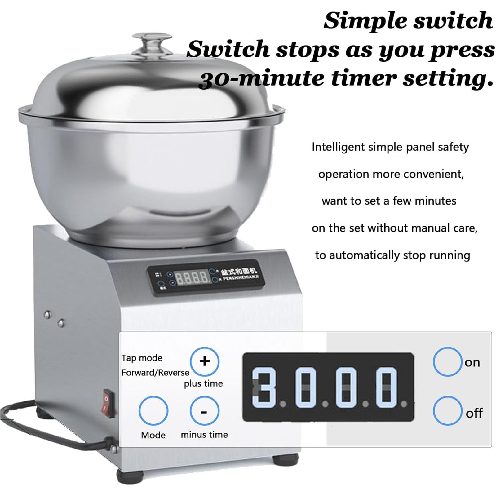 Impastatrice verticale, impastatrice per impieghi gravosi - Macchina impastatrice a spirale con timer, riduce gli sprechi di ingredienti, acciaio inox 304 per pane, gnocchi, panini al vapore