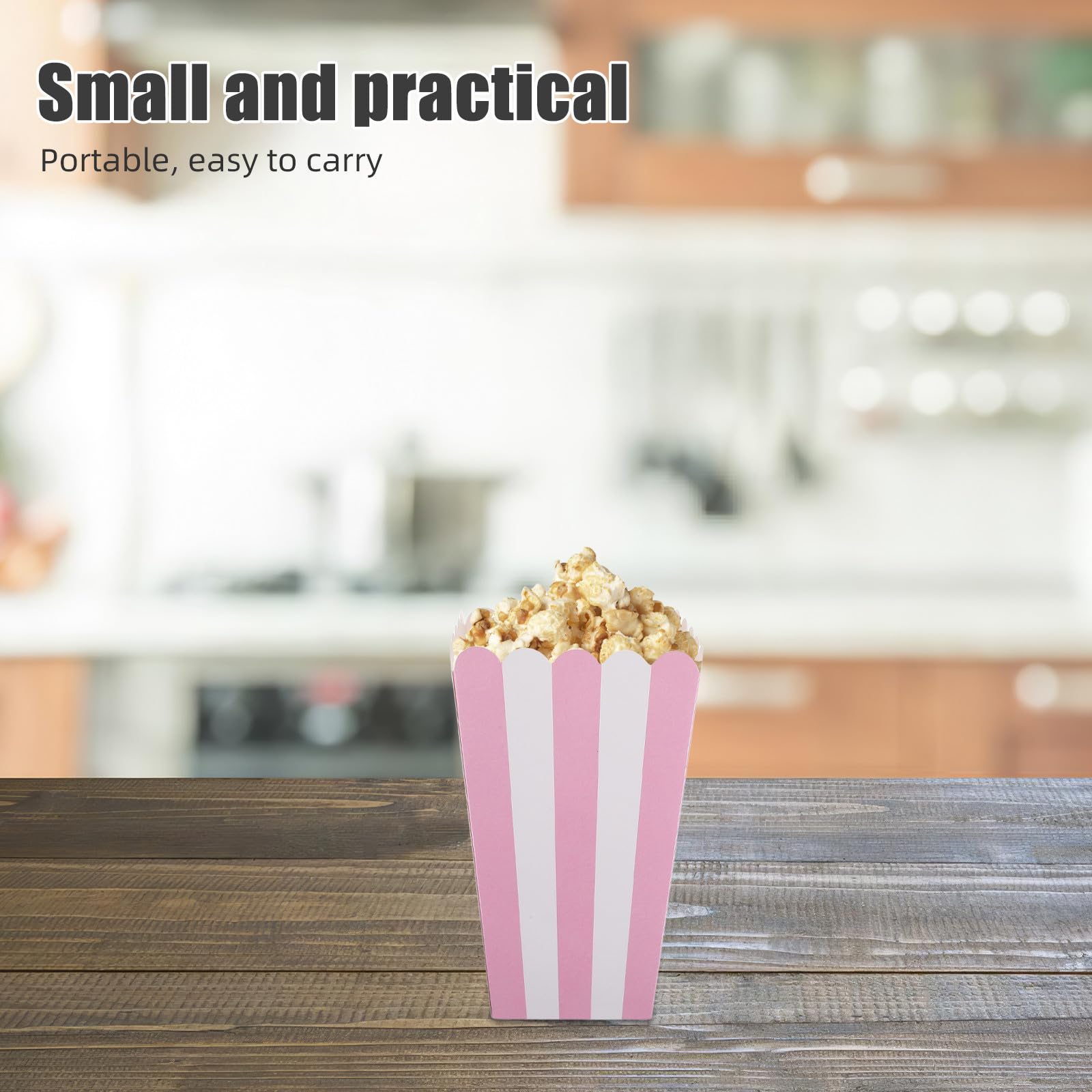 100 Secchielli per Popcorn in Carta a Righe Rosa Contenitori Resistenti All’Olio per Snack Feste di Compleanno Cinema e Carnevale Scatole per Dolci e Bomboniere Pratiche e