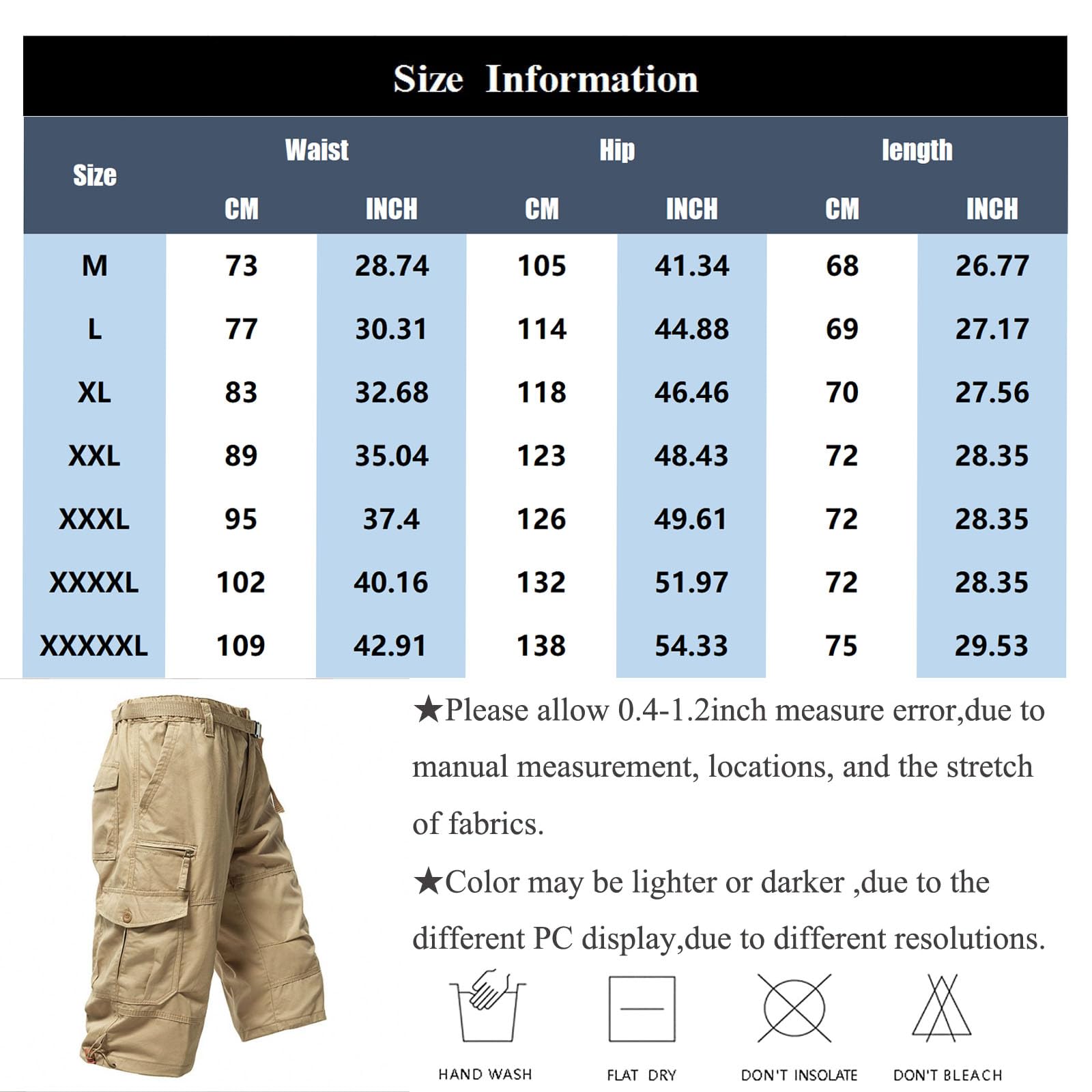 Genérico Pantalones Cortos Hombre con Bolsillos Casual Chandal Chinos Trekking Short Pantalones Cortos Hombre Trabajo Tallas Grandes Bermudas Deportiva Ropa