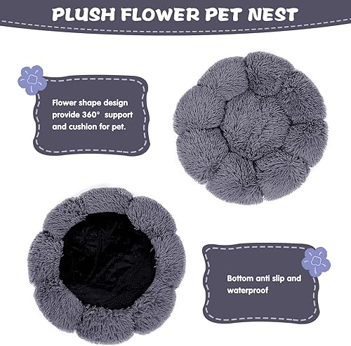 Miniatura 6 de Cama para gatos, cama lavable de 19.7 pulgadas con forma de dona gris para gatos de interior y perros pequeños, cama redonda suave y bonita con