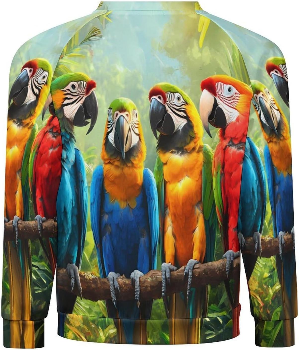 Parrot Bird Colorful Men's Sweatshirt Crew Neck Sweater Long Sleeve Pullover Tops Casual Wear