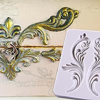 Vista 5 de Molde barroco para fondant, molde de silicona para decoración de pasteles de chocolate, para cumpleaños, boda, decoración de cupcakes, arcilla