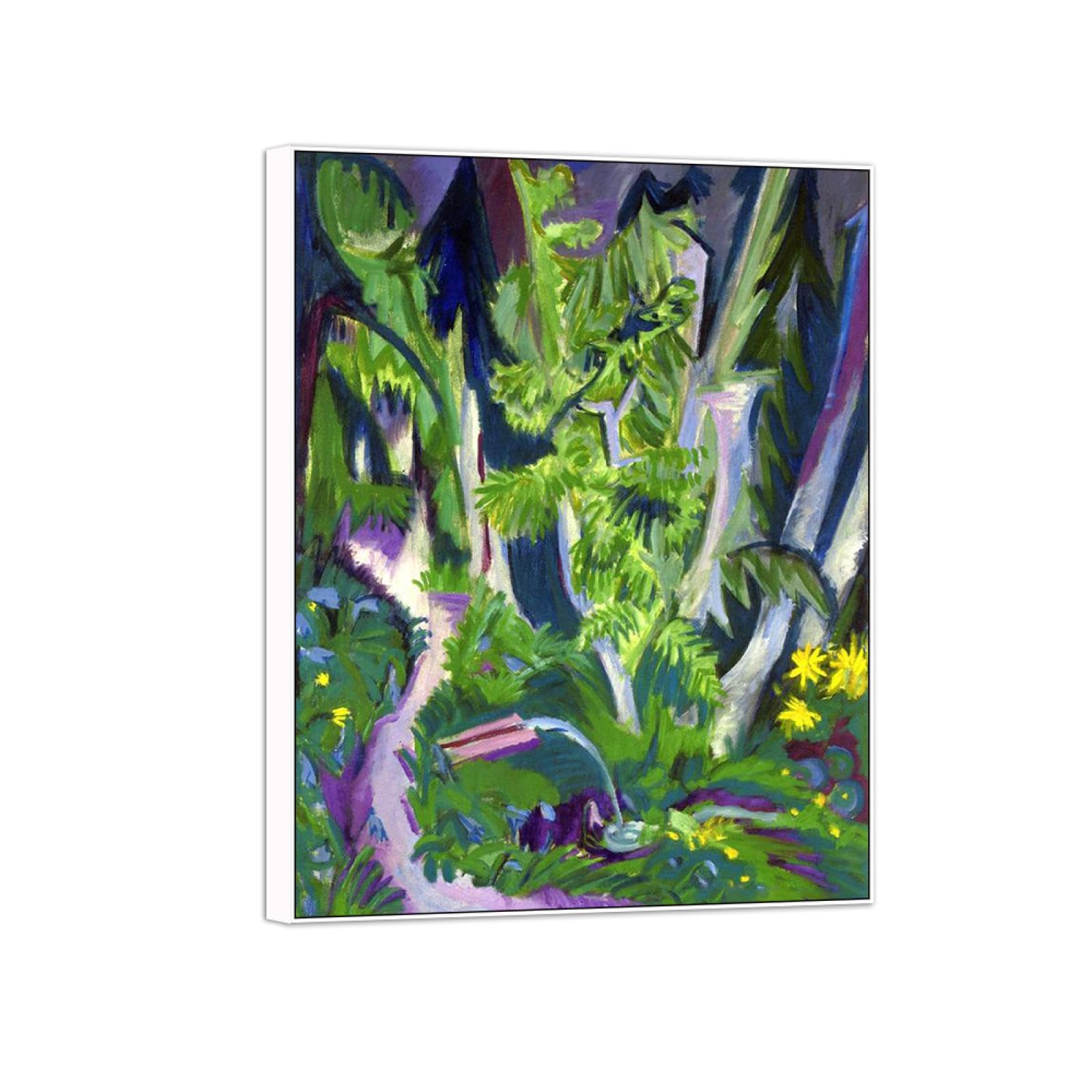 Impression sur toile forêt montagne OZPWBVY cadre blanc 30x40cm