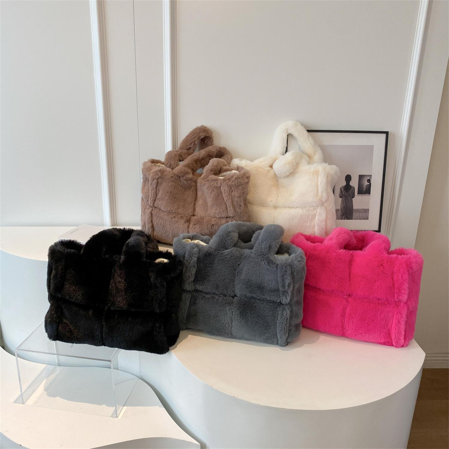 Bolso Tote Grande de Hombro con Pelo Sintético para Mujer miniatura 7