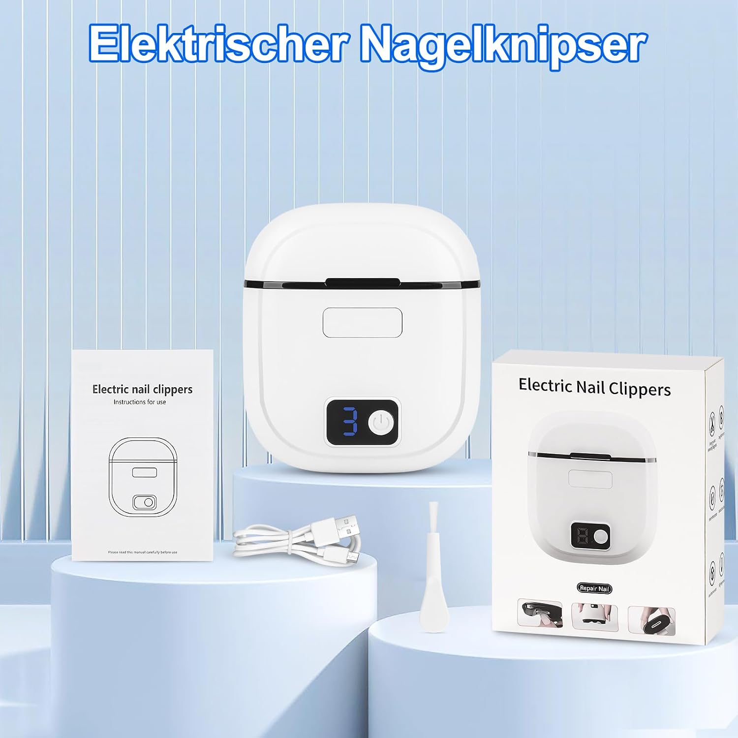 Elektrischer Nagelknipser & Elektrische Nagelfeile, 2026 Upgrade Elektrischer Nagelschneider für Senioren, Wiederaufladbar, 3 Geschwindigkeiten mit LED-Licht, Sicheres Design für Babys - 8