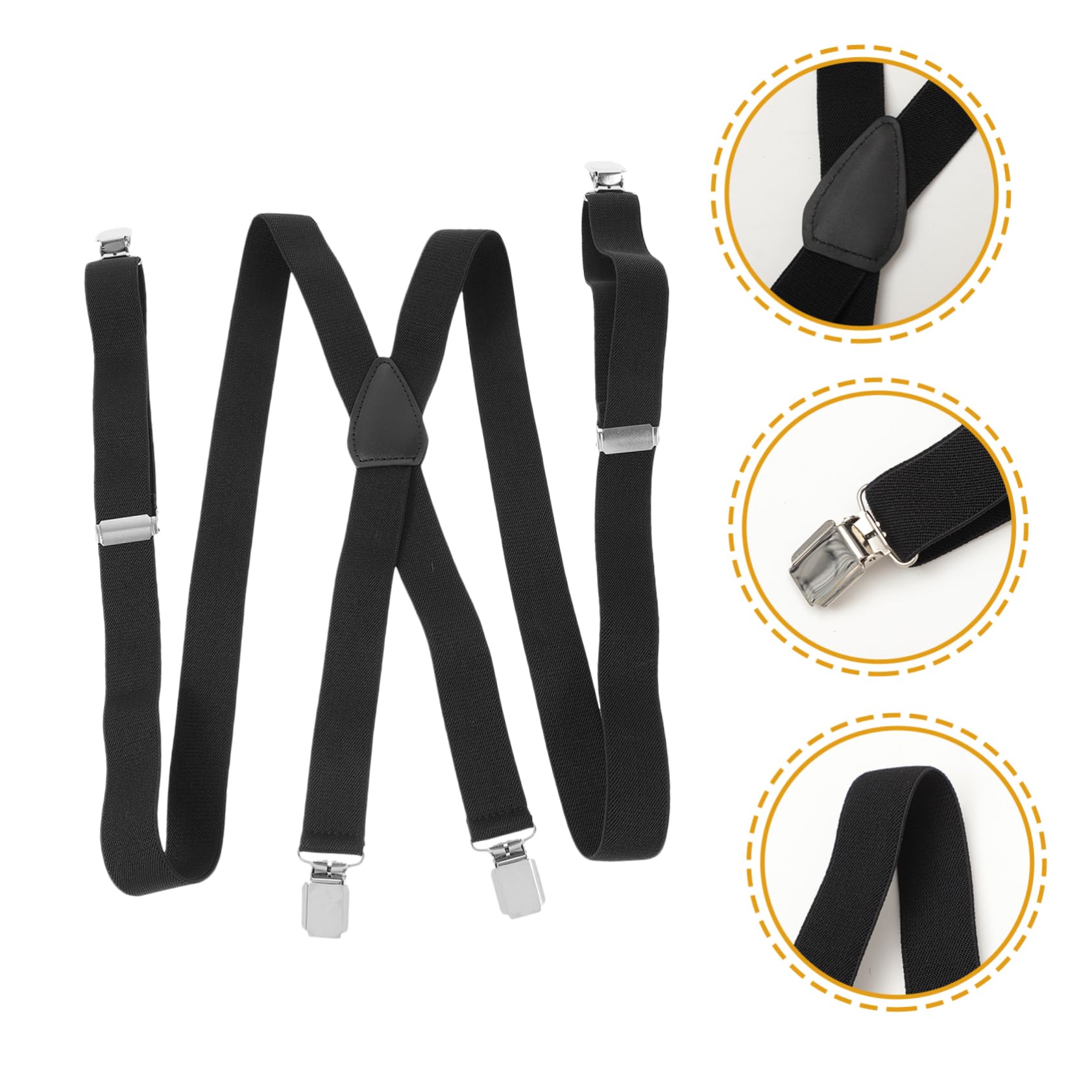 PartyKindom Elastic Suspender for Men 2.5cm Width X-suspenders 4 Clips Easy to Wear Adjust