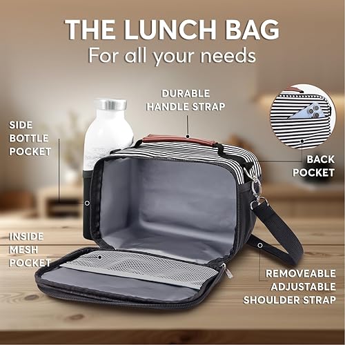 Miniatura 6 de Umami Lonchera térmica para mujeres y hombres con bolsillo para botella de agua con correa de hombro ajustable, tamaño perfecto, ideal para el