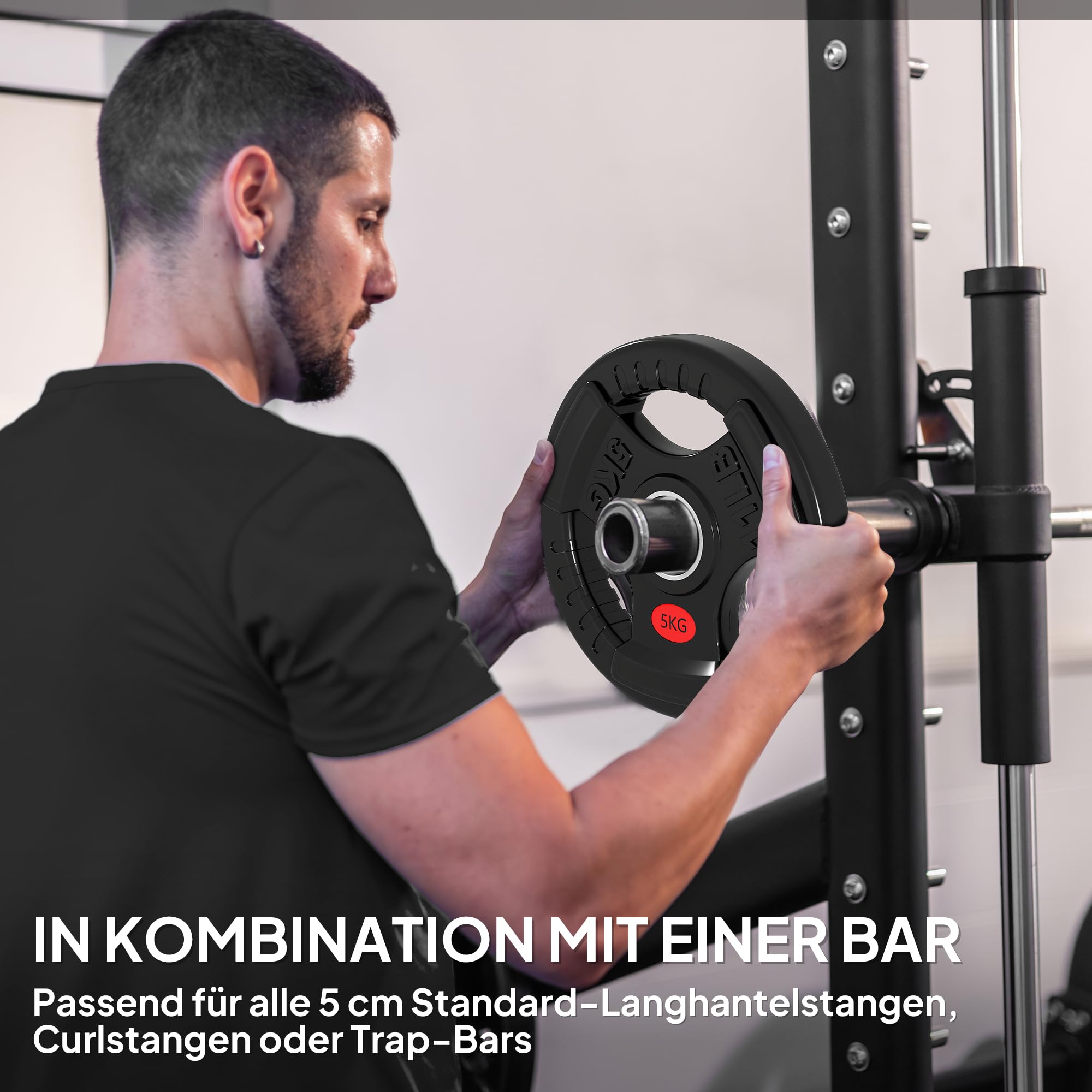 SPORTNOW 2er-Set Hantelgewichte, 2 Gewichte, Hantelscheiben-Set, Gewichtsscheiben für 5 cm Hantelstange, Ø 50 mm Bohrung, Schwarz