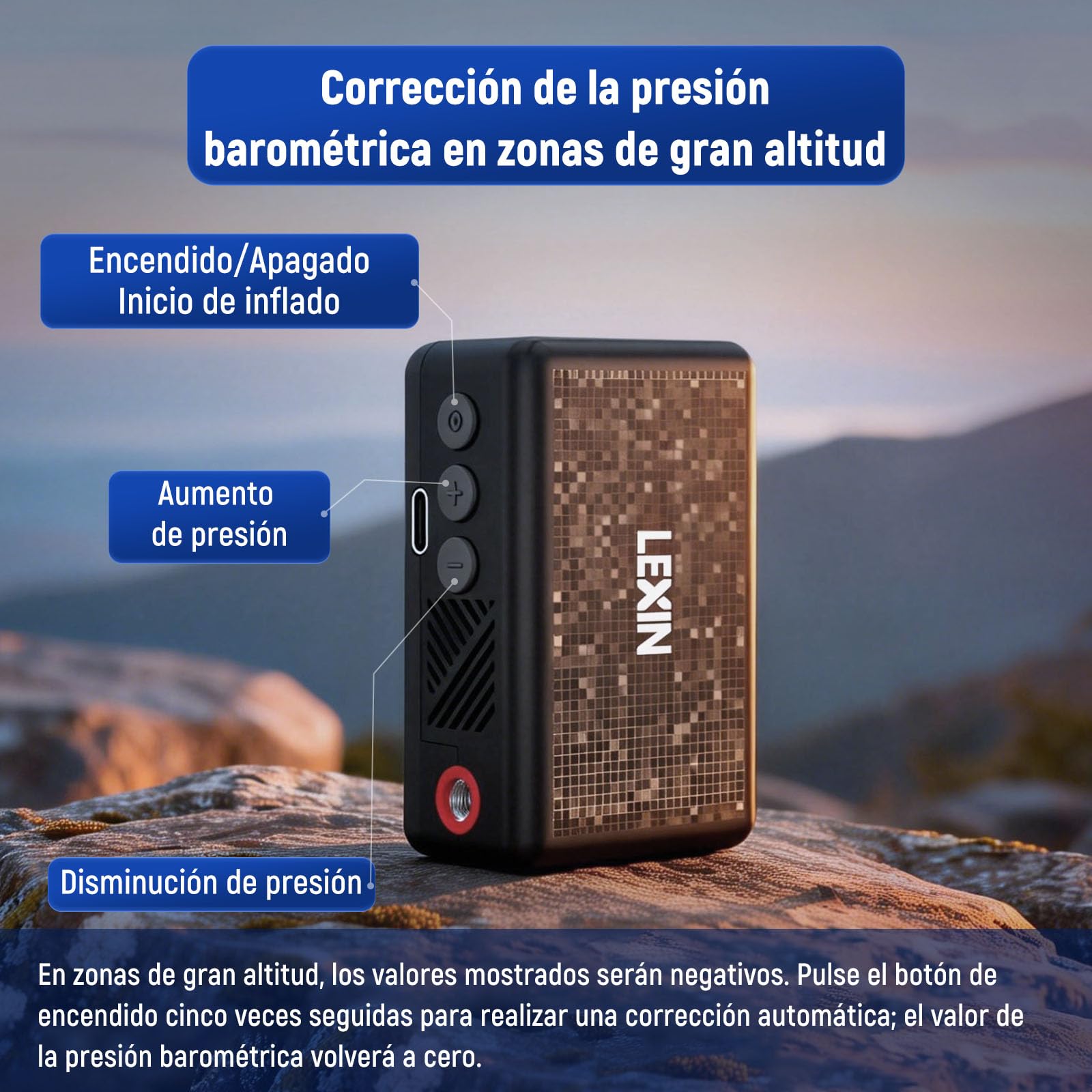 LEXIN P2 Mini Bomba para Bicicleta, 130 PSI, Ultra-Ligero, Pantalla LCD | Compresor Portátil para Bicicleta con Batería 700mAh, Válvulas Presta y Schrader, para Bicicleta/Moto/Bola/Scooter