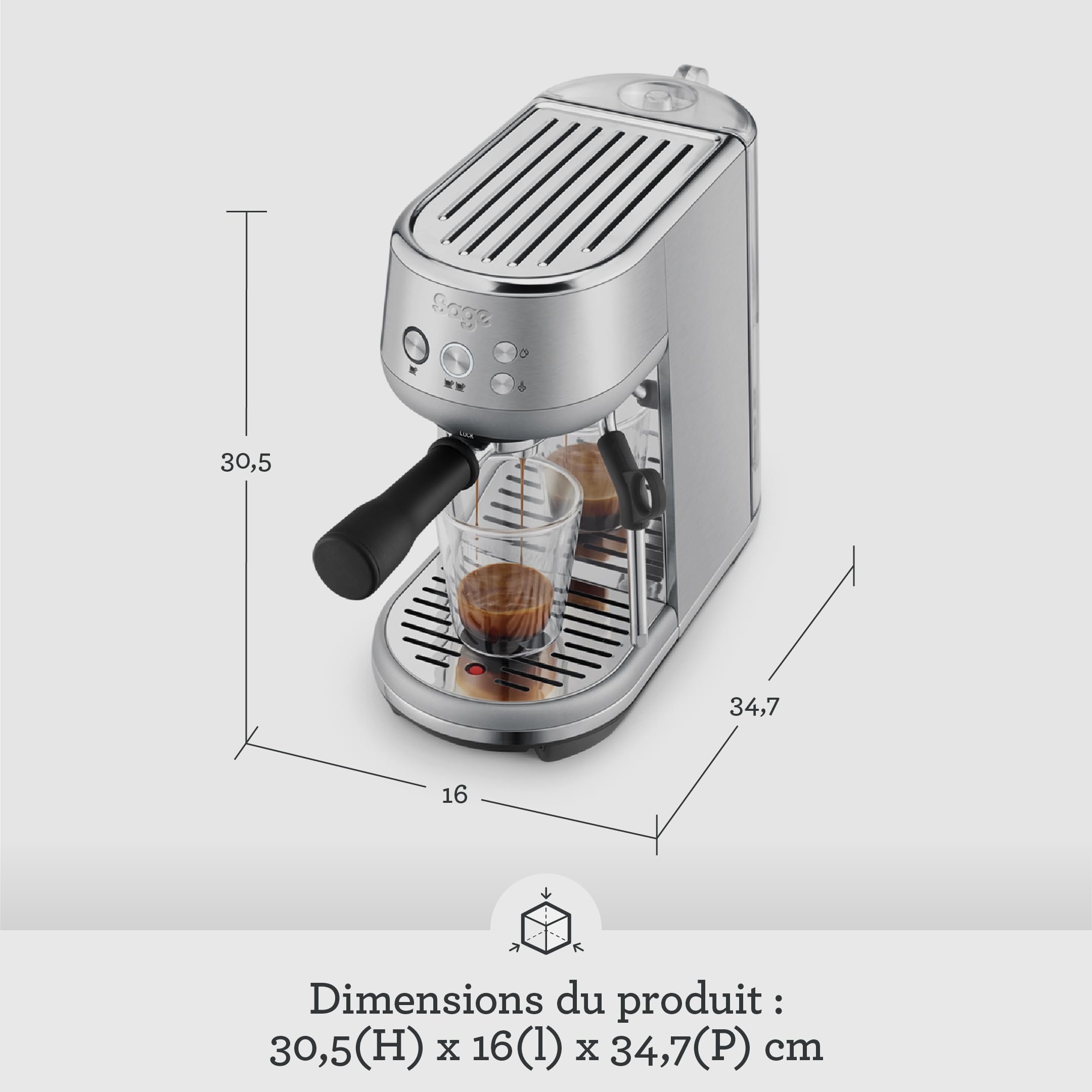 Sage - The Bambino - Machine à Café Compacte avec Mousseur à Lait Automatique - Acier Inoxydable Brossé