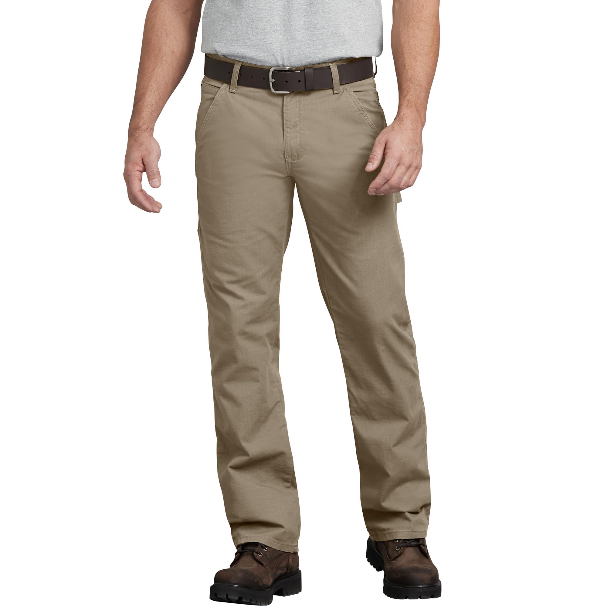 Dickies Men's Tough Max Duck Carpenter Pant, Rinsed Desert Sand, 34W x 30L