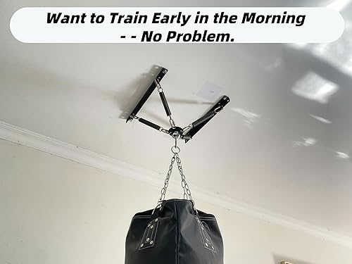 Miniatura 6 de Colgador pesado para bolsas con diseño de amortiguación de ruido y vibraciones, montaje de vigueta de techo o piso abierto para sacos de boxeo