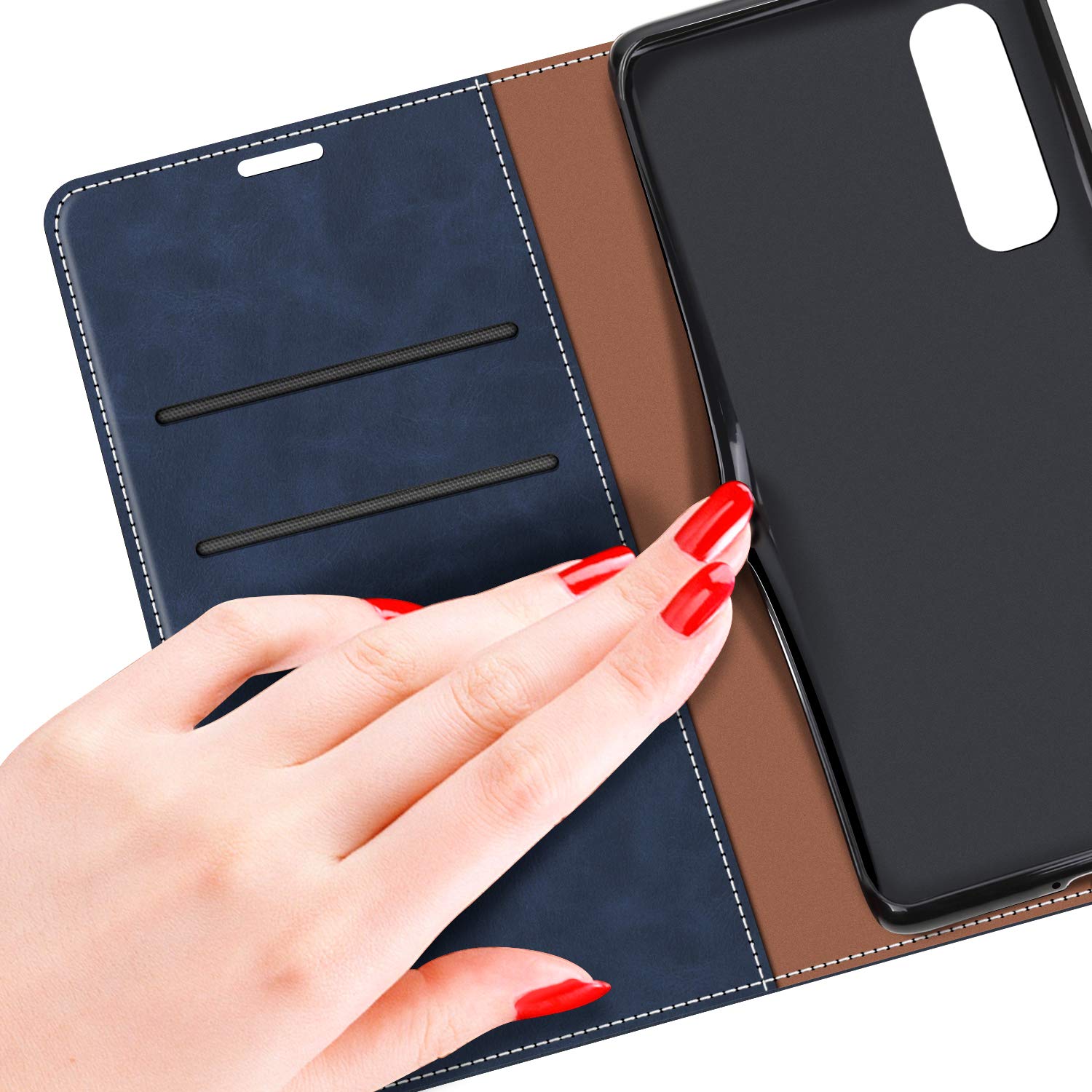 MOBESV Coque pour Oppo Find X2 Neo, Housse en Cuir Magnétique Fonction Stand Étui pour Oppo Find X2 Neo, Élégant Bleu
