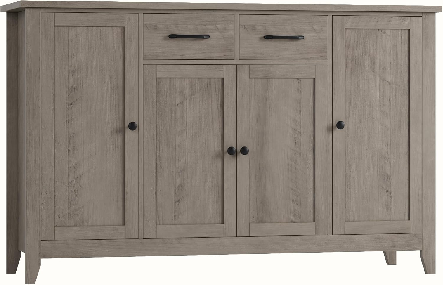 HORSTORS 55" Buffet Cabinet with Storage, Kitchen Buffet Sideboard with Drawers, Large Storage Cabinet with Doors and Shelves, Modern Farmhouse Coffee Bar for Kitchen, Dining Room, Living Room, Grey