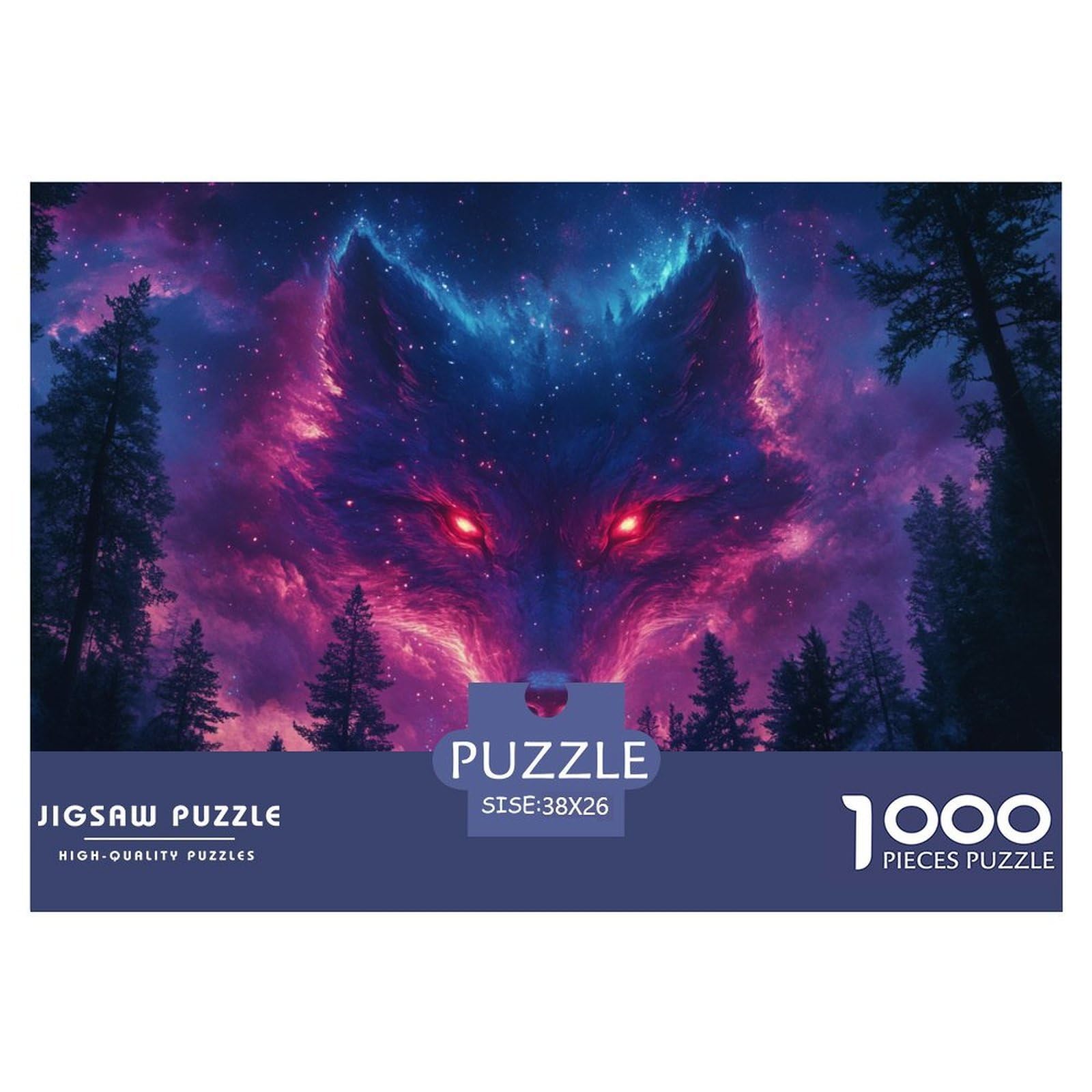 Wolf Jigsaw 1000 Pieces Challenge Toy for Adults,Night Sky Impossible Jigsaw Puzzles 1000 Pieces Educational Game Home Decoration 38x26cm/1000pcs — image 1