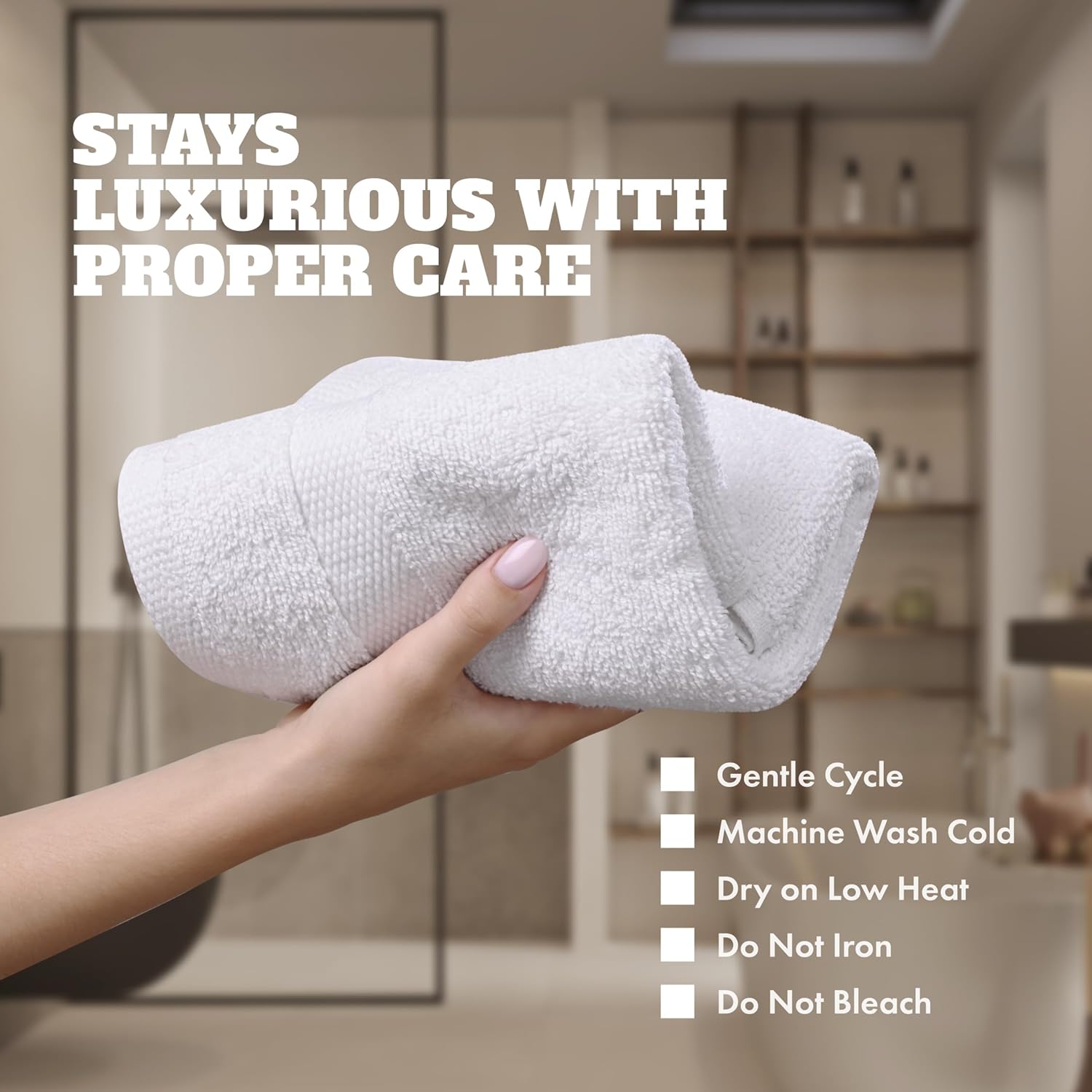 Wealuxe White Washcloths 24 Pack - 600 GSM 100% Ring-Spun Cotton Wash Cloths for Showering, Highly Absorbent and Soft | 12x12 Inches - Image 6