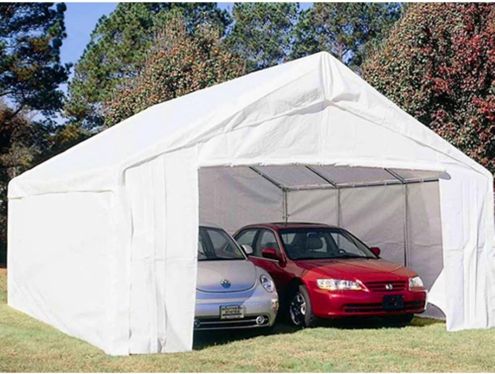 King Canopy 18-Feet by 27-Feet Canopy Enclosure Sidewall Kit w/Flaps, 2 Solid Sides, 2 Zippered Ends, 50 Ball Bungees, 180 GSM polyethylene, Fits 17-Feet 9-Inches by 27-Feet Frames, White