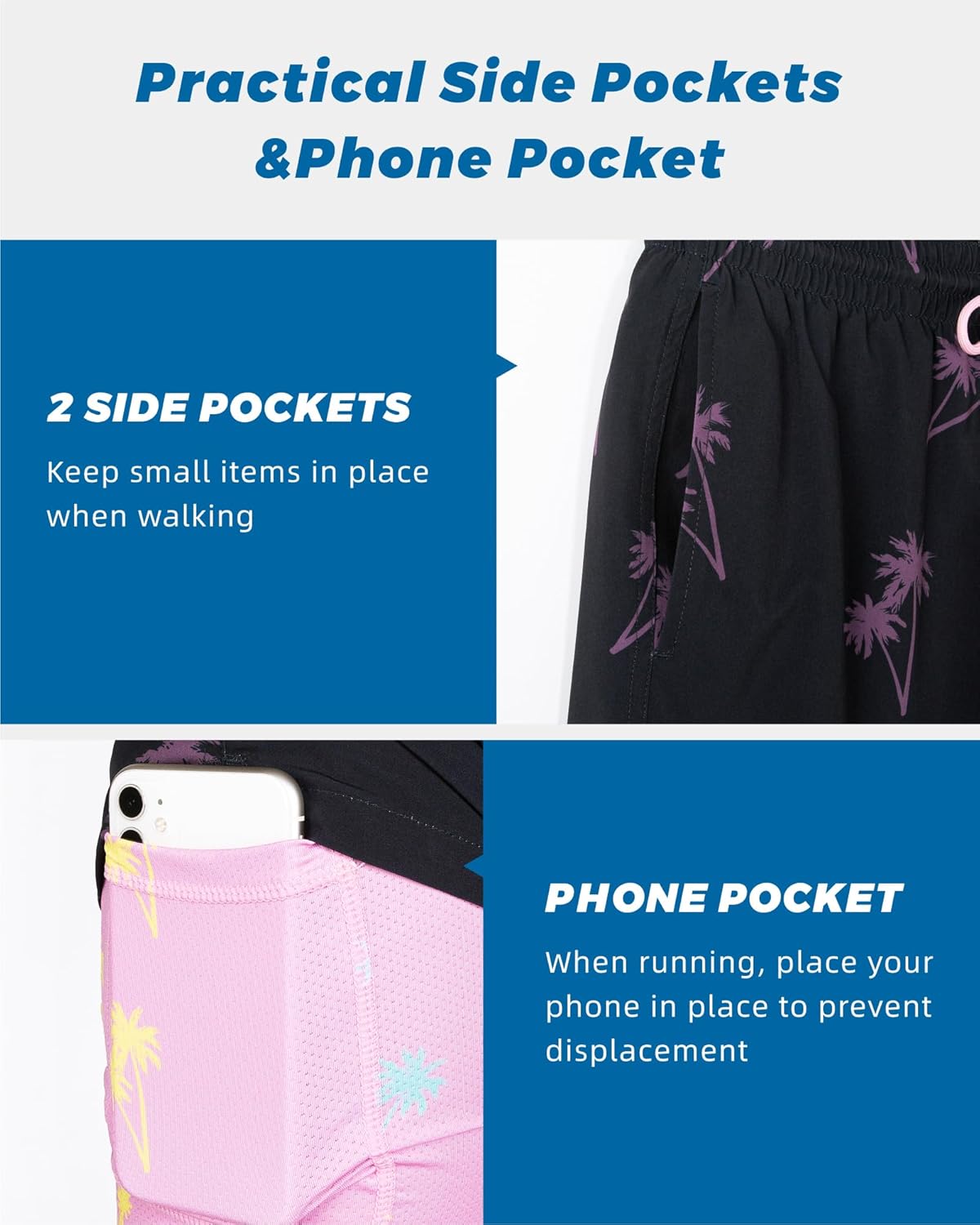 SURF CUZ Mens Swim Trunks with Compression Liner Swim Shorts 7" Swimming Trunks Stretch 7 Inch Swim Suits Quick Dry - Image 5