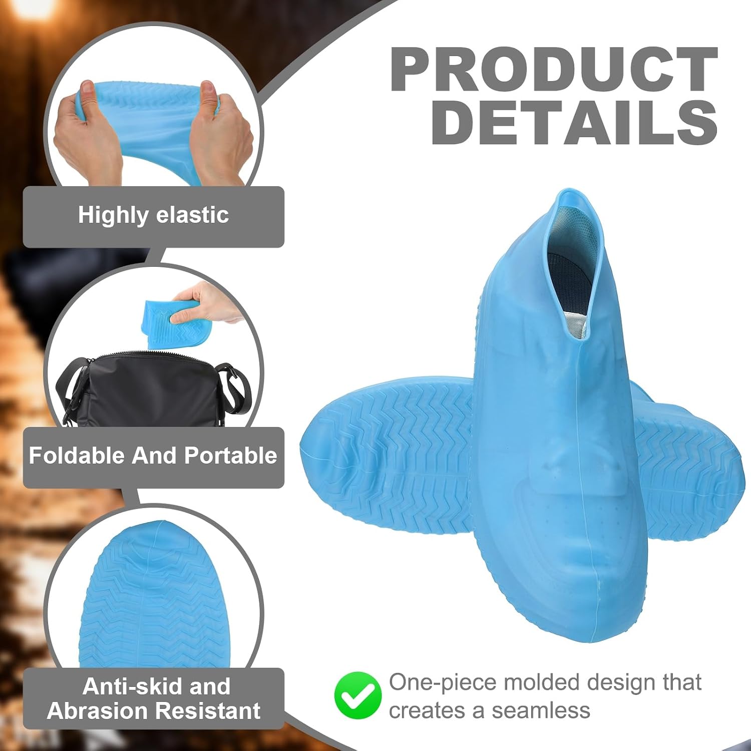 PATIKIL Waterproof Shoe Covers, (Small, Gray) (2 Pair), Silicone Non-Slip Rain Shoe Covers Water Resistant Overshoes for Outdoors, Suit for - Men/Women Cycling, Camping, Walking