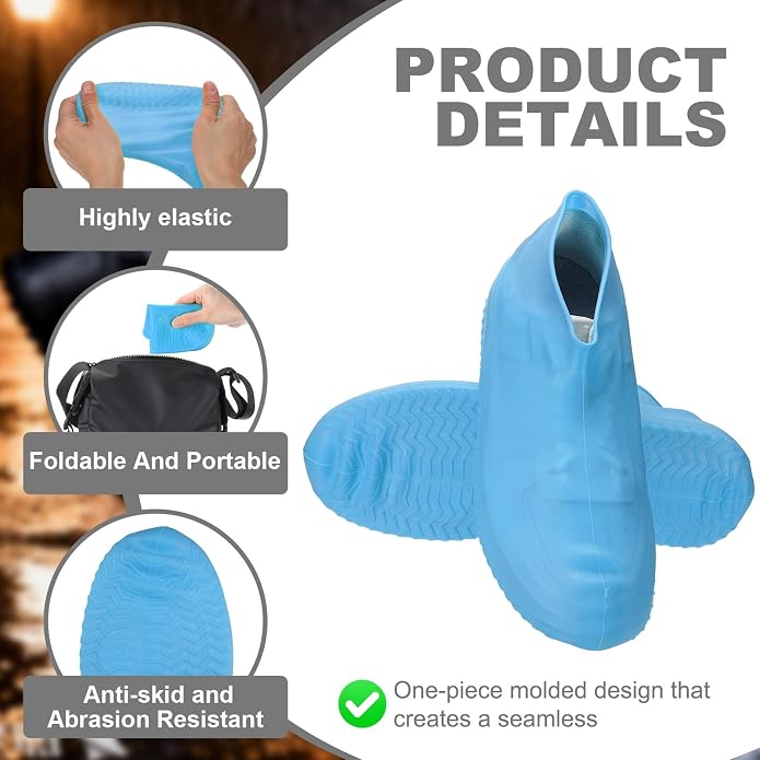 Cubrezapatos Impermeables de Silicona Antideslizante XL Azul miniatura 3