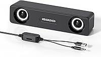 HEGMUXCO 10W Compact PC Speakers: USB Powered Stereo Soundbar with Volume Knob, Deep Bass for Desktop, Laptop, Gaming & Office
