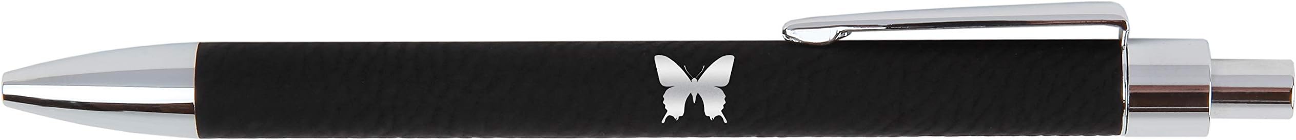 Butterfly Engraved Black Leather Gift Pen