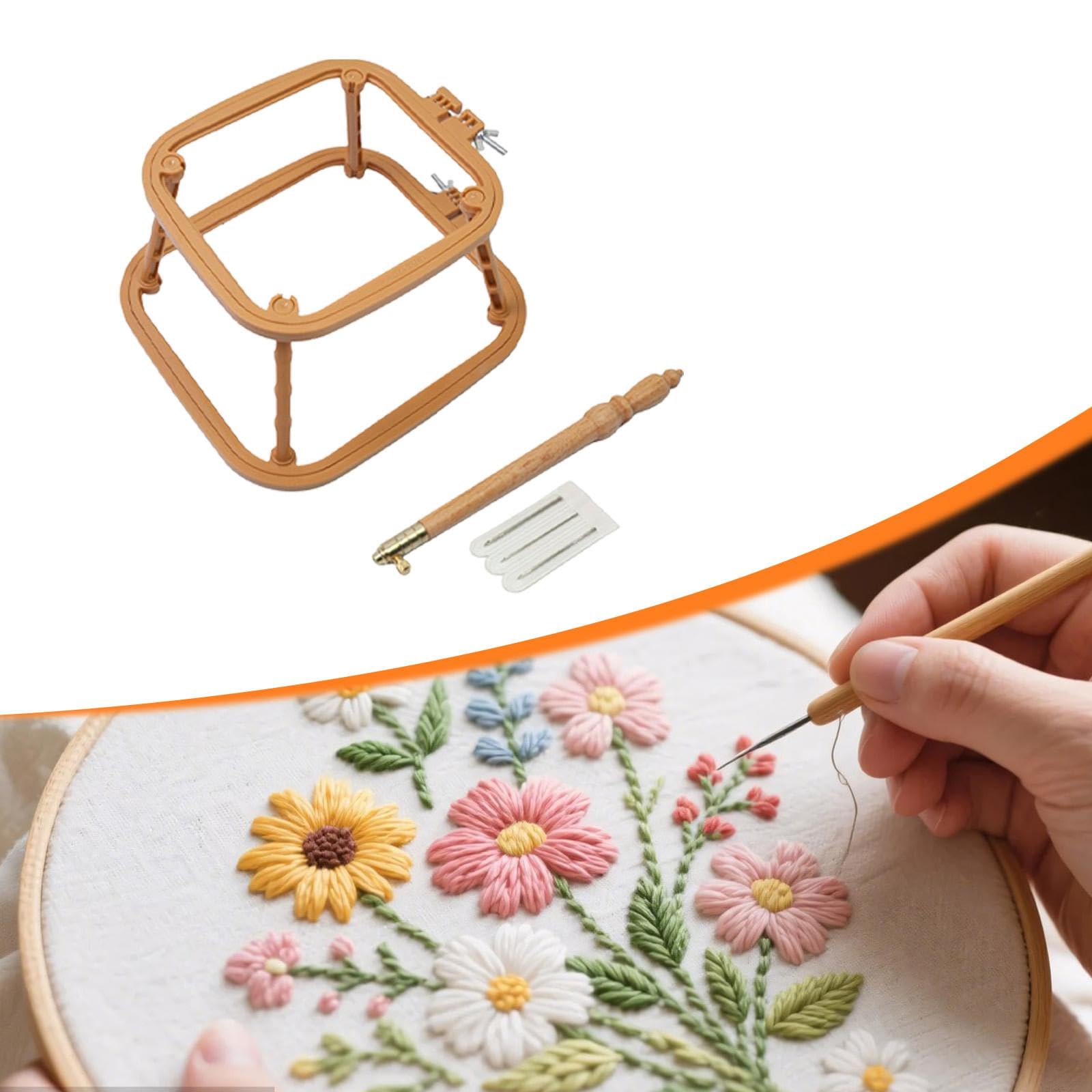 Aros de Bordado con Marco de Madera PP de Doble Capa, Adecuados para Manualidades, Creaciones Hechas a Mano, Decoración de Fiestas Y Uso Profesional Y, Caqui, Individual
