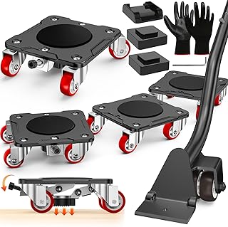 Kit de transporte de móveis com função de estacionamento, carrinho com estabilizadores, placa de aço carbono reforçada, capacidade de 500 kg, colocação segura e estável a longo prazo de móveis pesados
