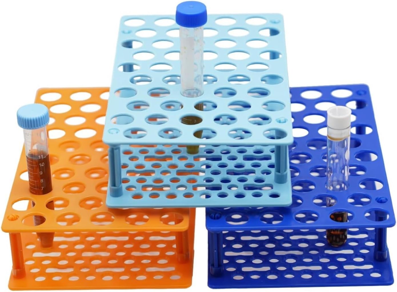 Tube Rack 3 Pcs Plastic Test Tube Rack 50 Well Detachable Holder Science