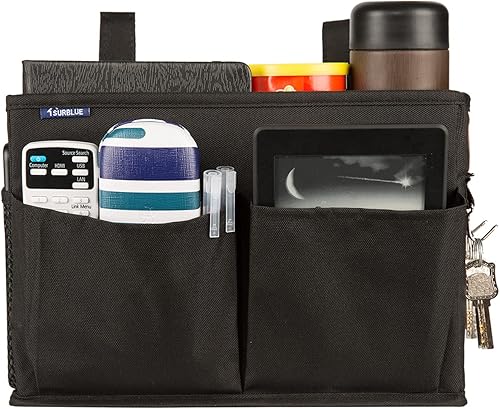 Miniatura 10 de Surblue - Organizador de cama colgante para mesita de noche, bolsa de almacenamiento, bolsillo para literas y camas de hospital, dormitorios
