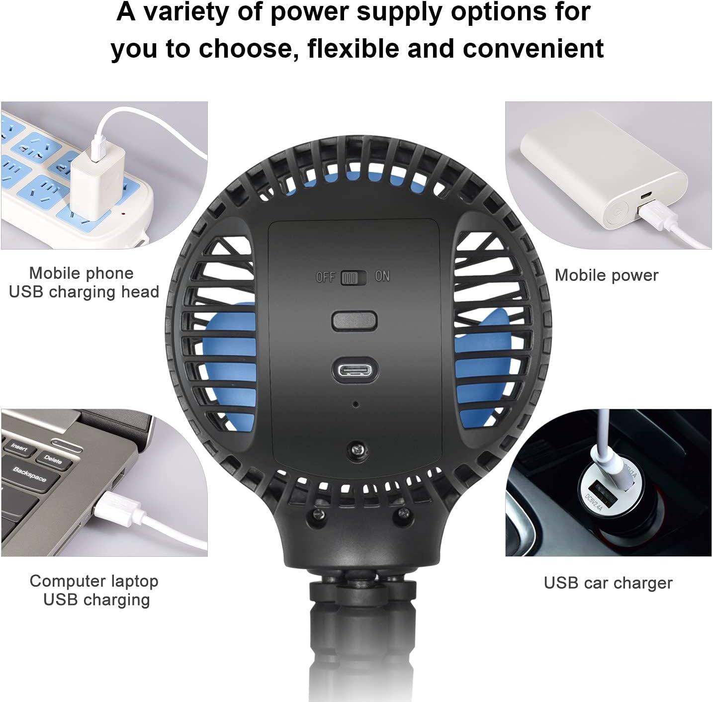 5200mAh Stroller Fan Clip On for Baby Portable Fan Battery Operated Fan Rechargeable Car Seat Fan Mini Small USB Personal Fan for Stroller Accessories Travel Office Outdoor Household(Black) : Baby