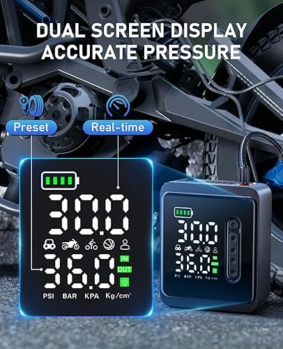 Miniatura 6 de Inflador de neumáticos, compresor de aire portátil, bomba de aire inalámbrica de 150 PSI para neumáticos de automóvil, batería 3 veces más rápida y